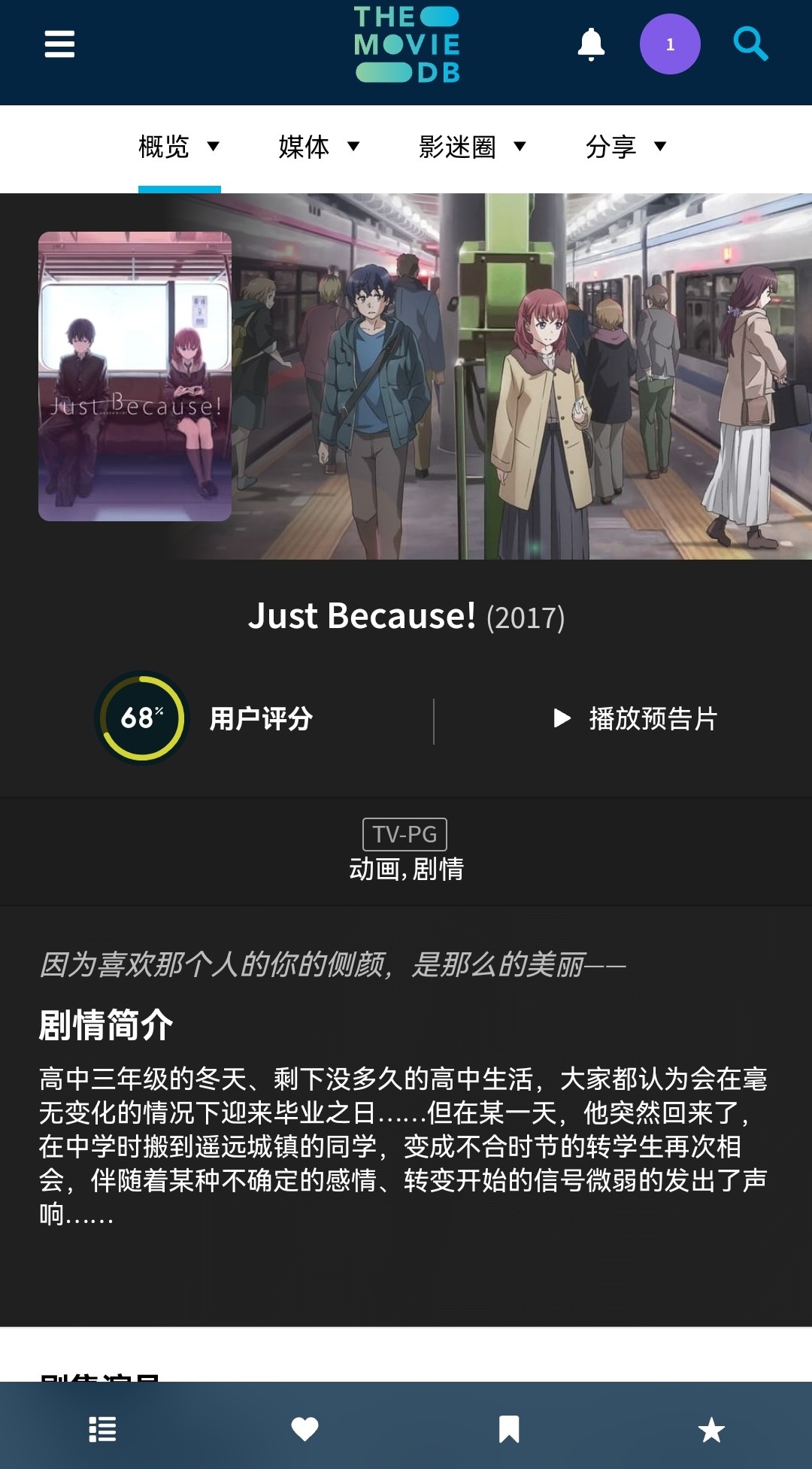 仅仅因为 Just Because 1080外挂中日双语特效字幕 BD版本无删减